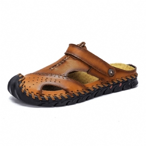 Herren-Handnähte Rutschfeste Outdoor-Casual-Strand-Ledersandalen