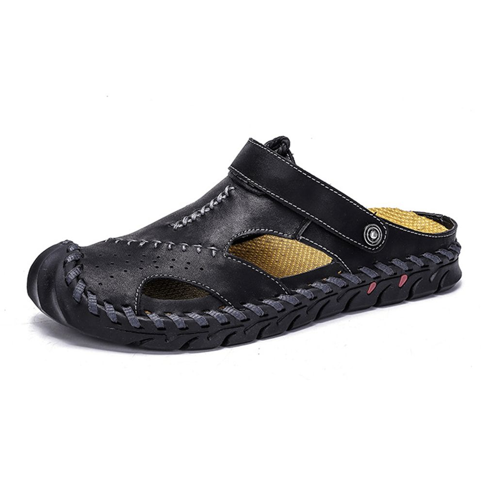 Herren-Handnähte Rutschfeste Outdoor-Casual-Strand-Ledersandalen