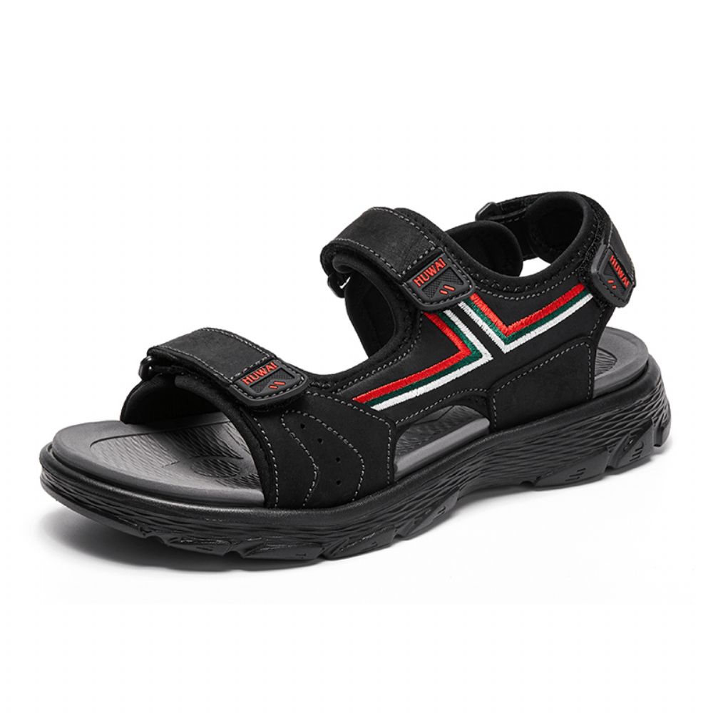 Herren Leder Atmungsaktive Rutschfeste Geöffnete Bequeme Strand Casual Outdoor Sandalen