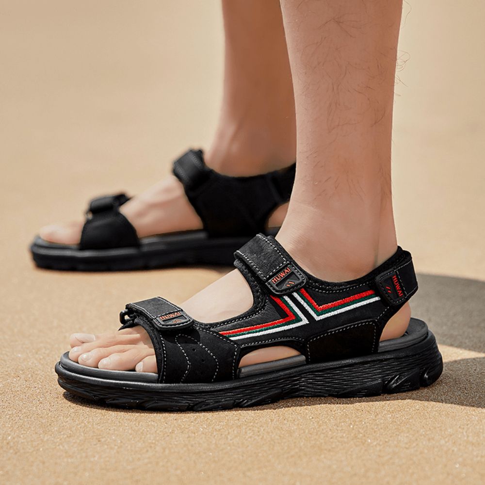 Herren Leder Atmungsaktive Rutschfeste Geöffnete Bequeme Strand Casual Outdoor Sandalen