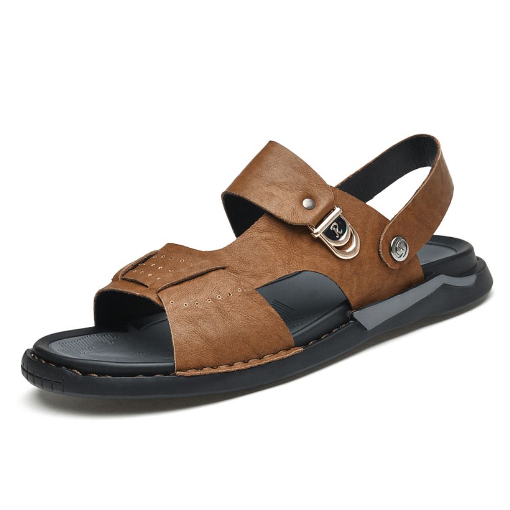 Herren Mikrofaser Leder Zwei-Wege Atmungsaktive Weiche Rutschfeste Lässige Outdoor-Sandalen