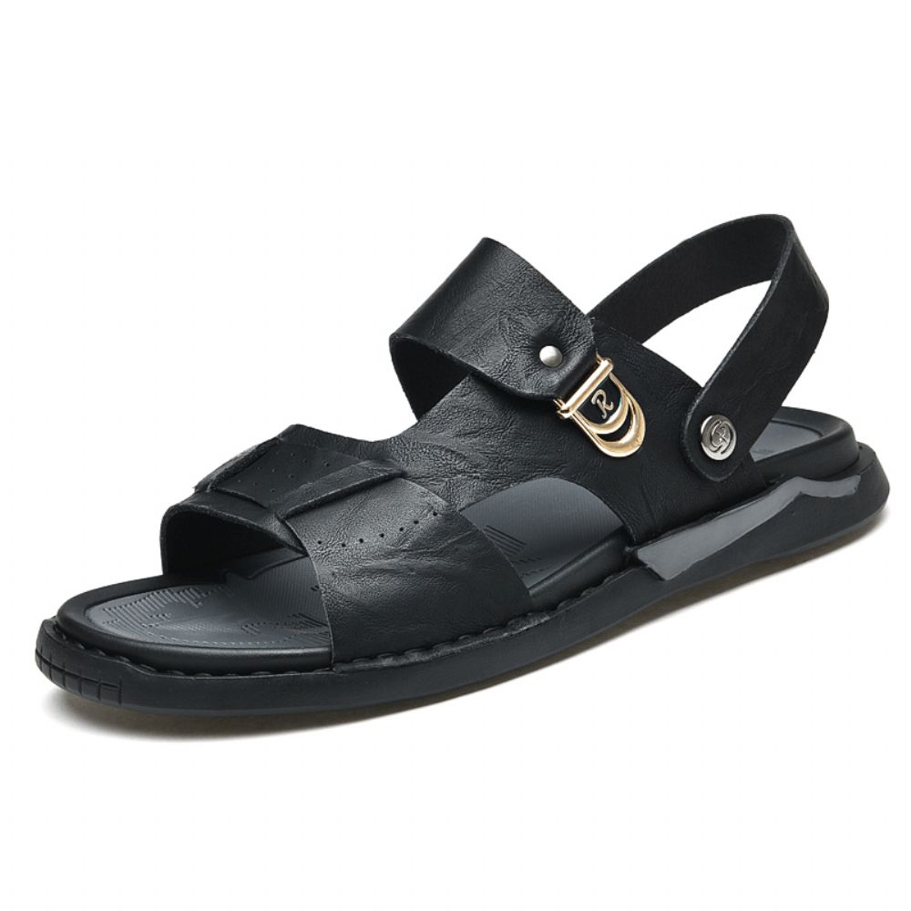 Herren Mikrofaser Leder Zwei-Wege Atmungsaktive Weiche Rutschfeste Lässige Outdoor-Sandalen