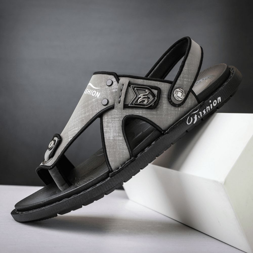 Herren-Mikrofaser-Leder Zwei Wege Weich Atmungsaktiv Rutschfest Lässig Outdoor-Sandalen