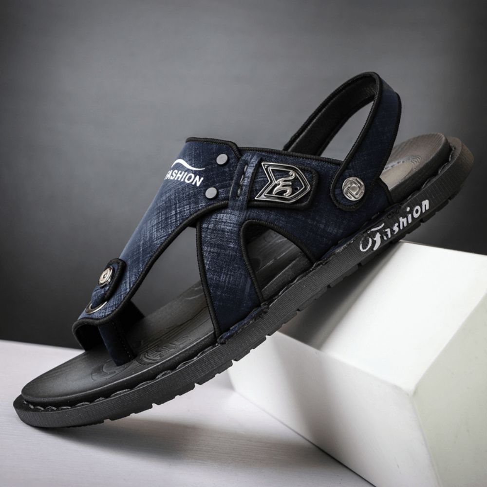 Herren-Mikrofaser-Leder Zwei Wege Weich Atmungsaktiv Rutschfest Lässig Outdoor-Sandalen