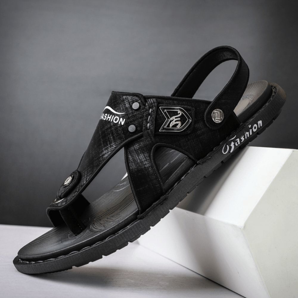 Herren-Mikrofaser-Leder Zwei Wege Weich Atmungsaktiv Rutschfest Lässig Outdoor-Sandalen