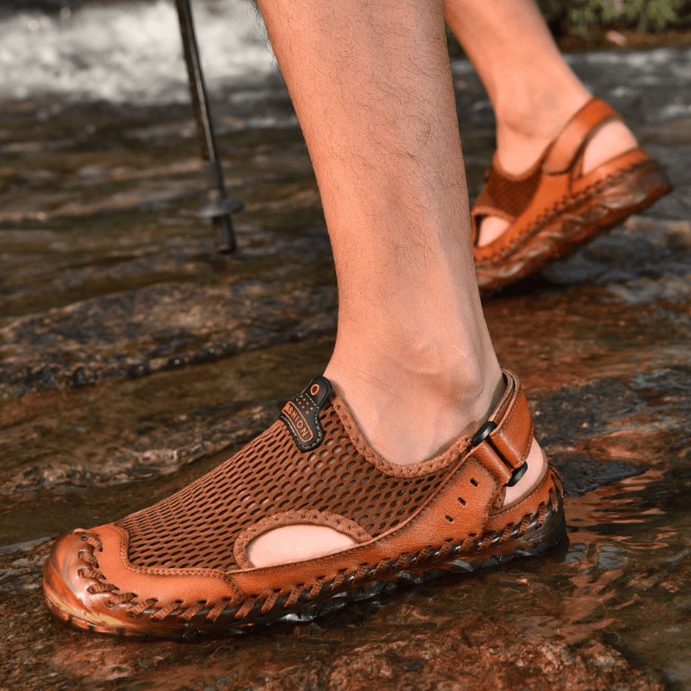 Herren Outdoor Mesh Handnähte Closed Toe Wasserschuhe