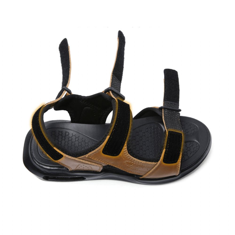 Herren Outdoor Sport Gepolsterte Bequeme Klettverschluss Leder Strandsandalen