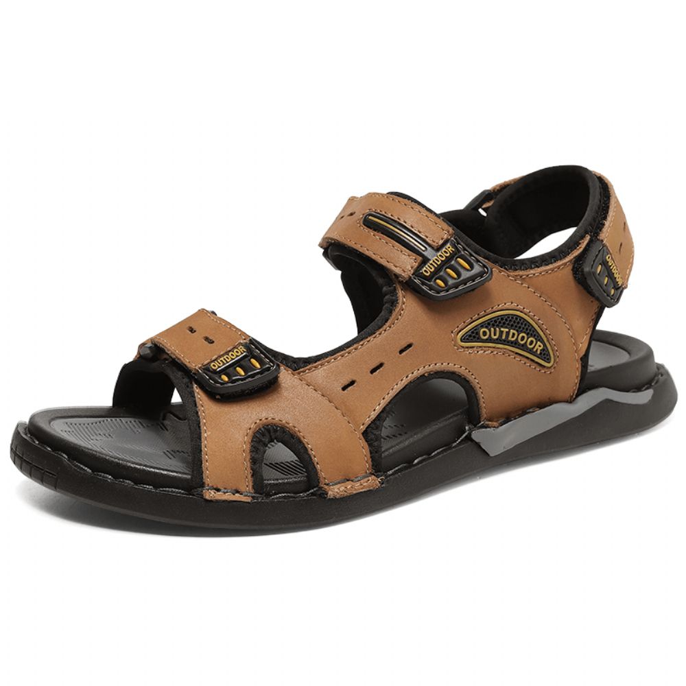 Herren Rindsleder Atmungsaktive Rutschfeste Geöffnete Strand Casual Outdoor Sandalen