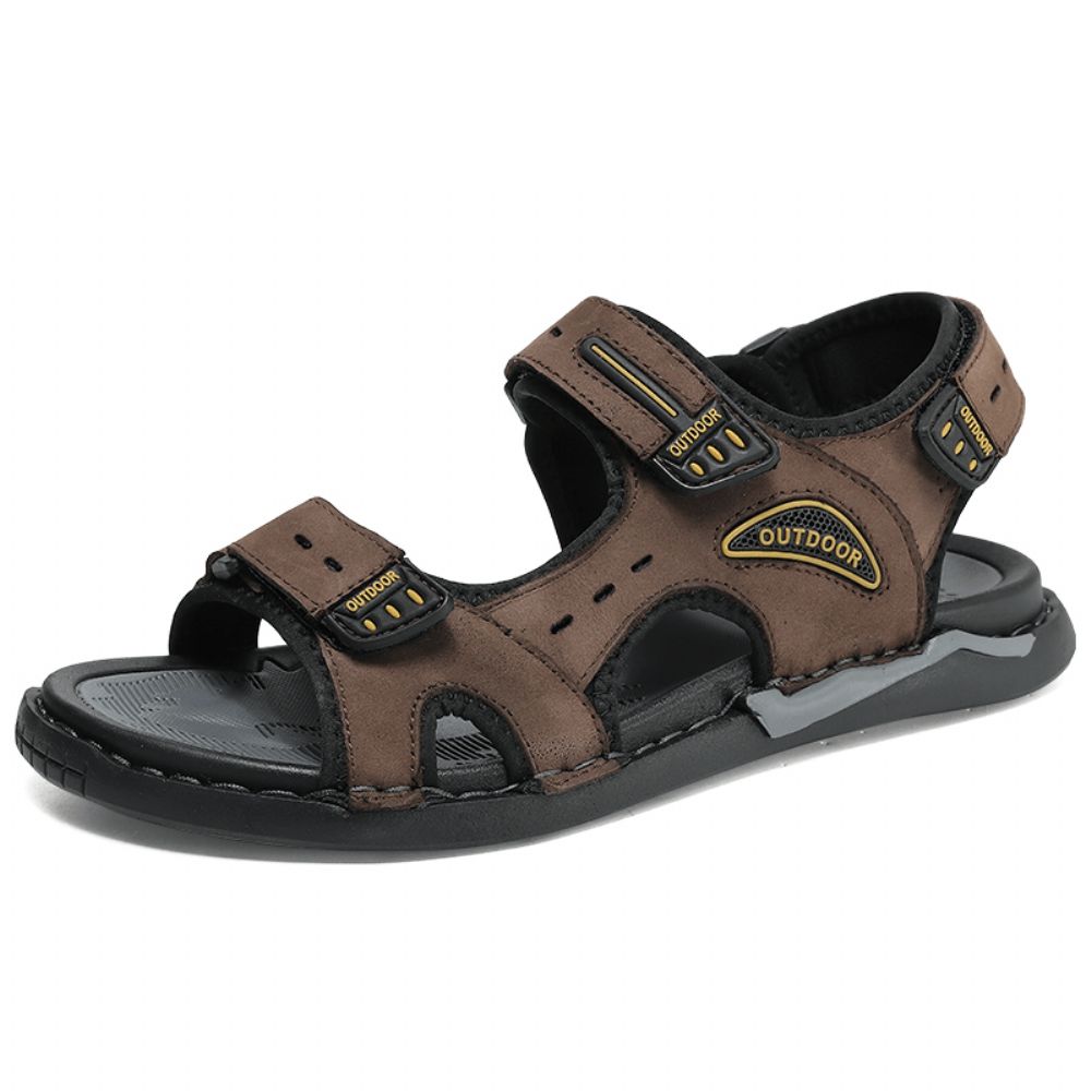 Herren Rindsleder Atmungsaktive Rutschfeste Geöffnete Strand Casual Outdoor Sandalen