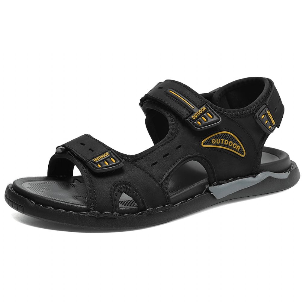 Herren Rindsleder Atmungsaktive Rutschfeste Geöffnete Strand Casual Outdoor Sandalen