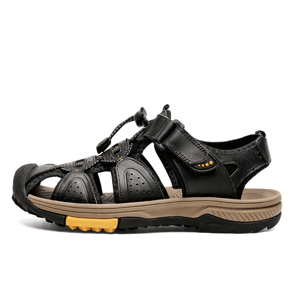 Herren Rindsleder Rutschfeste Geschlossene Zehen Strand Lässige Outdoor-Sandalen