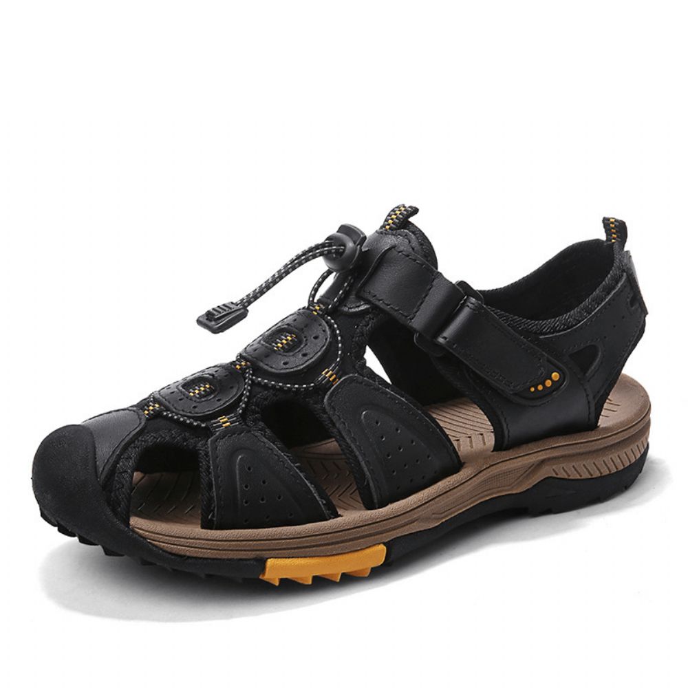 Herren Rindsleder Rutschfeste Geschlossene Zehen Strand Lässige Outdoor-Sandalen