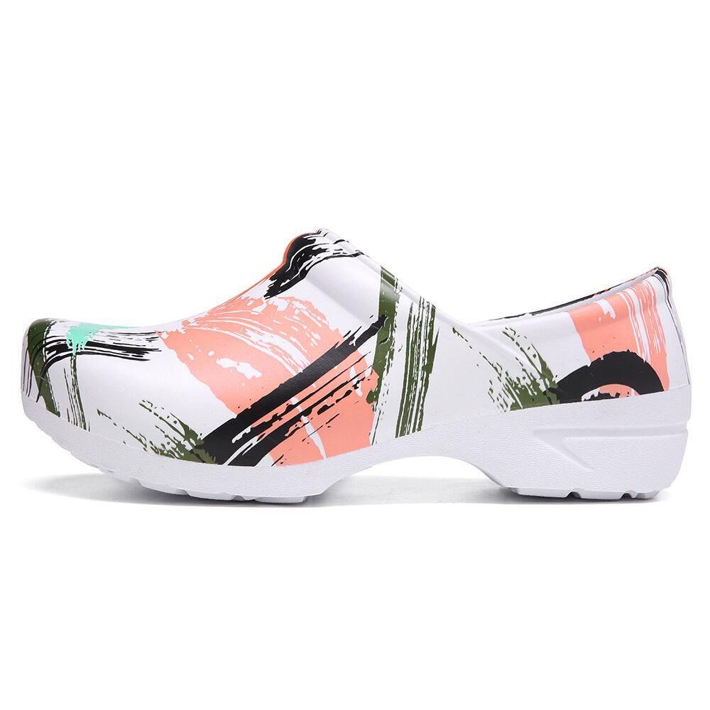 Leichte Slip-On-Flache Schuhe Mit Splash-Ink-Print Rutschfeste Gartenpflegeschuhe