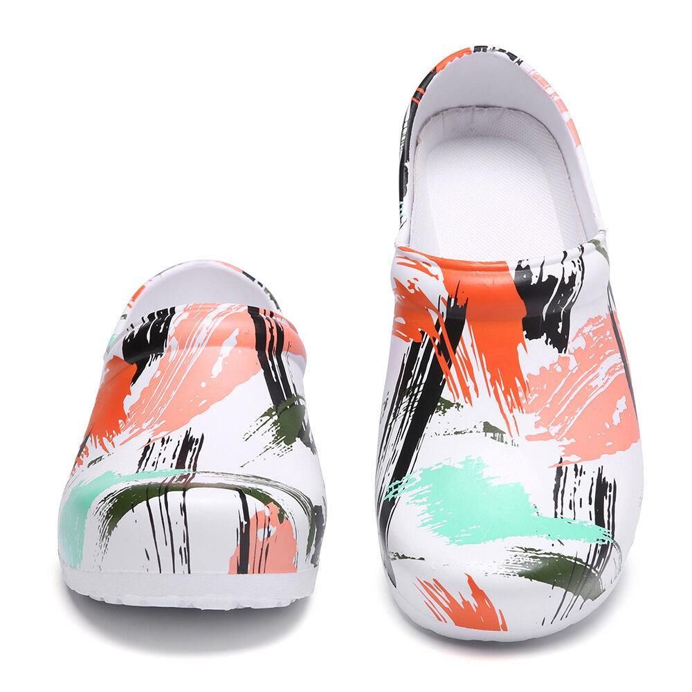 Leichte Slip-On-Flache Schuhe Mit Splash-Ink-Print Rutschfeste Gartenpflegeschuhe