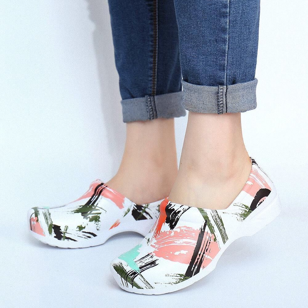 Leichte Slip-On-Flache Schuhe Mit Splash-Ink-Print Rutschfeste Gartenpflegeschuhe