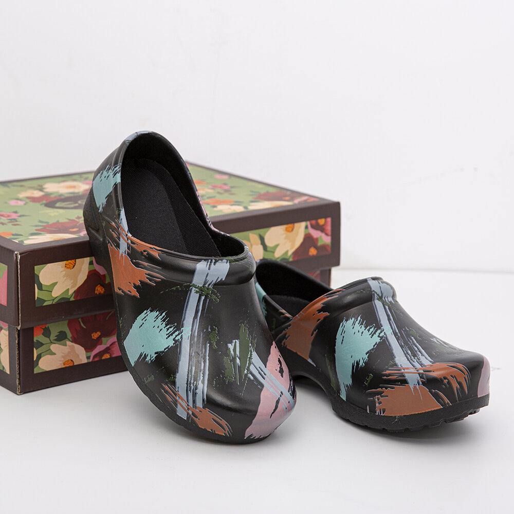 Leichte Slip-On-Flache Schuhe Mit Splash-Ink-Print Rutschfeste Gartenpflegeschuhe