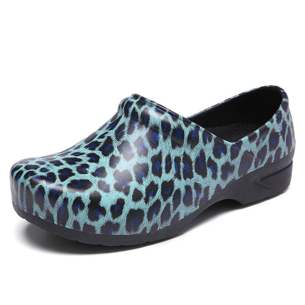 Schlupfschuhe Mit Leopardenmuster Wasserdichte Rutschfeste Gartenpflegeschuhe