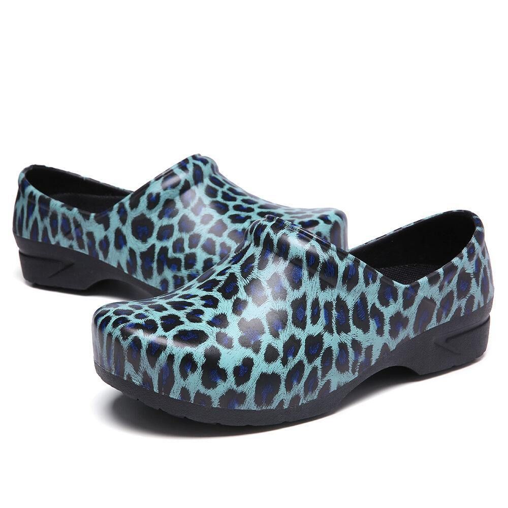 Schlupfschuhe Mit Leopardenmuster Wasserdichte Rutschfeste Gartenpflegeschuhe