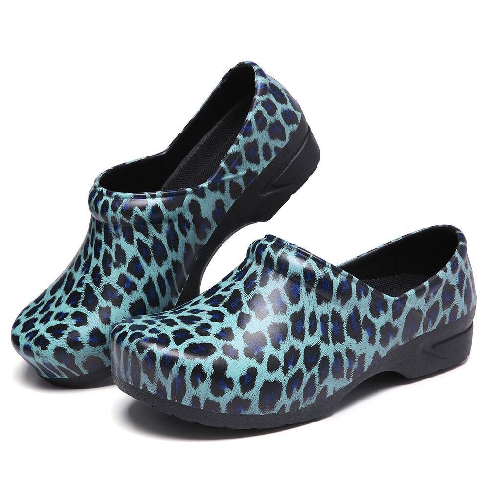 Schlupfschuhe Mit Leopardenmuster Wasserdichte Rutschfeste Gartenpflegeschuhe