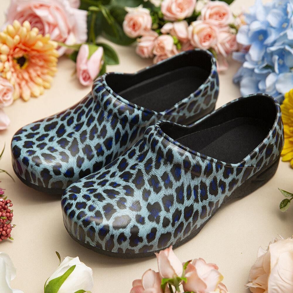 Schlupfschuhe Mit Leopardenmuster Wasserdichte Rutschfeste Gartenpflegeschuhe