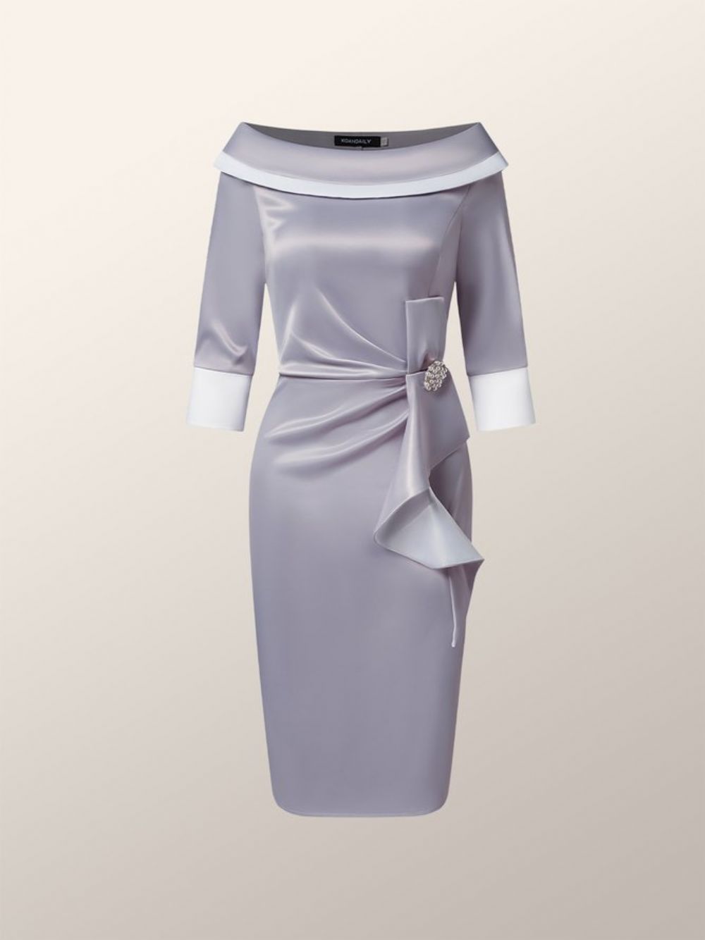 Elegantes Midikleid Mit Schalkragen Und Normaler Passform