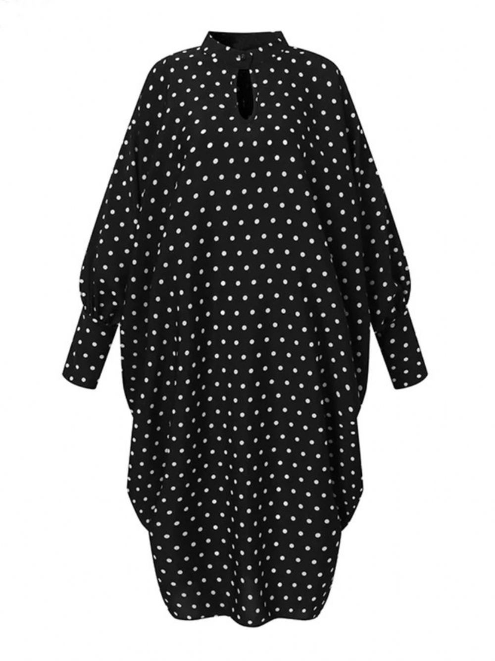 Elegantes Polka Dots Kleid Mit Stehkragen