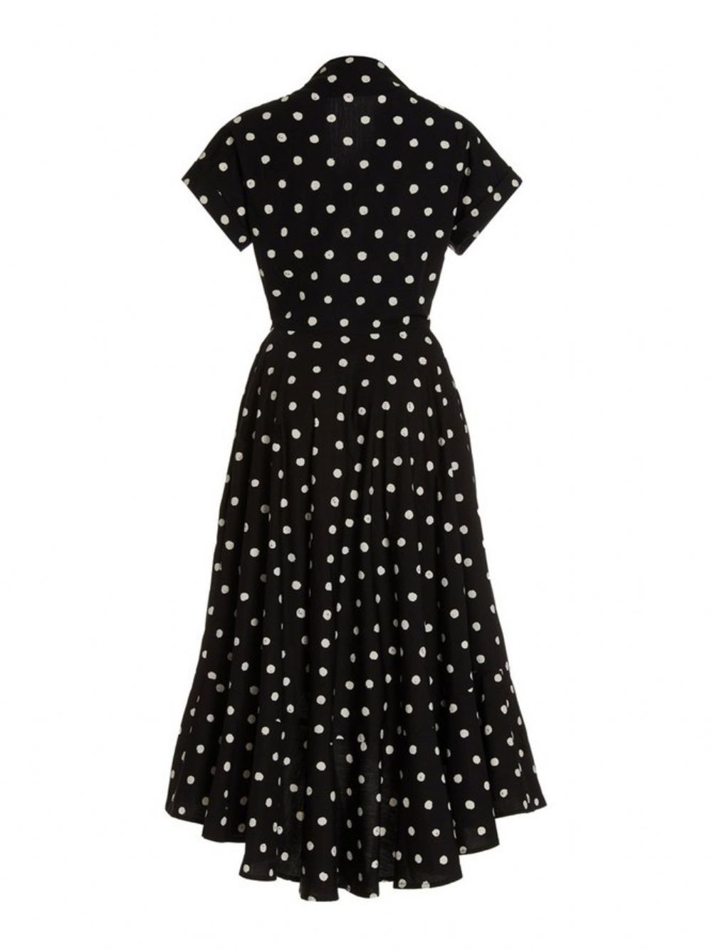 Elegantes Polka Dots Revers Date Kurzarmkleid