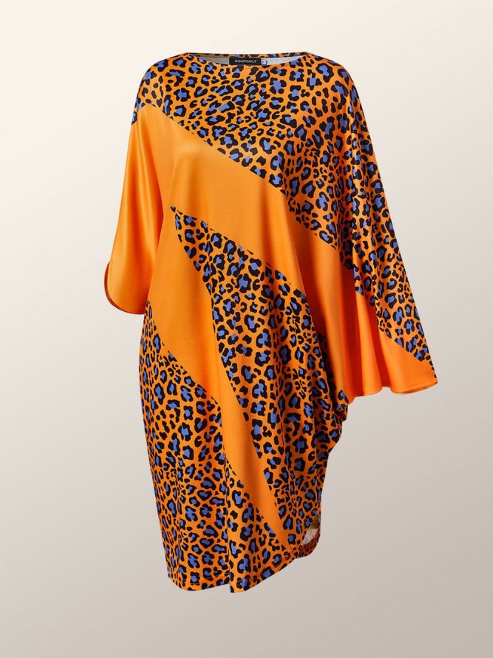 Leopard Loosen Daliy Langarm-Midikleid