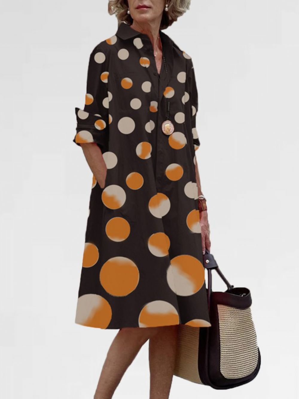 Urban Midikleid Mit Polka Dots Und Hemdkragen