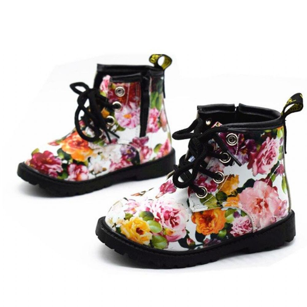 Lederstiefel Mit Blumenmuster Für Mädchen