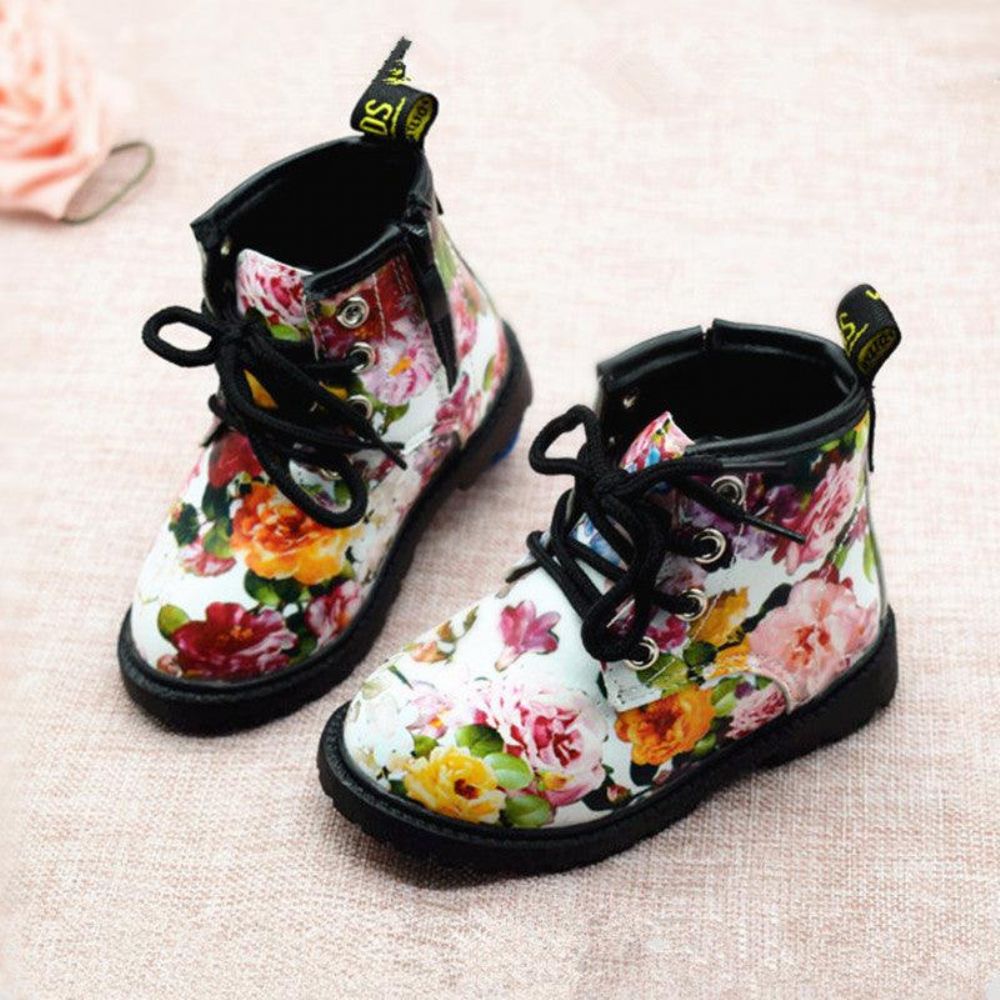 Lederstiefel Mit Blumenmuster Für Mädchen