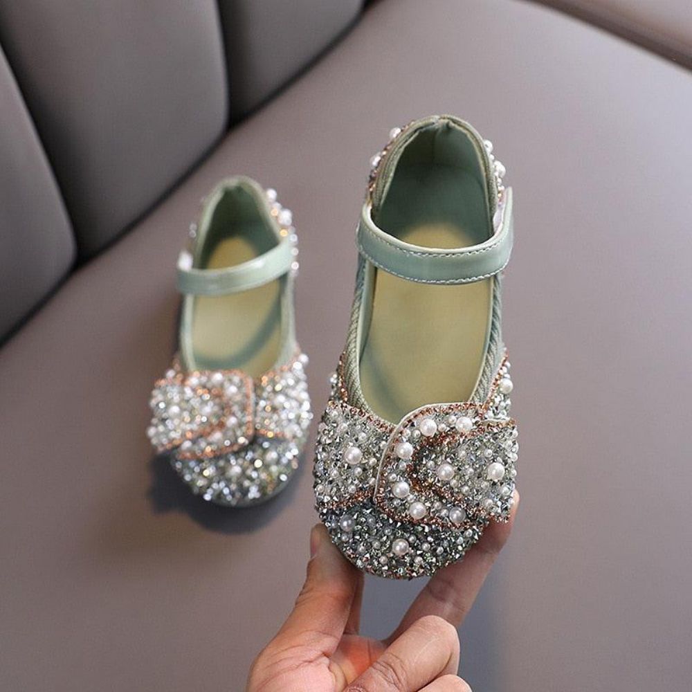 Mädchen-Perlen-Strass Verzierte Glänzende Schuhe