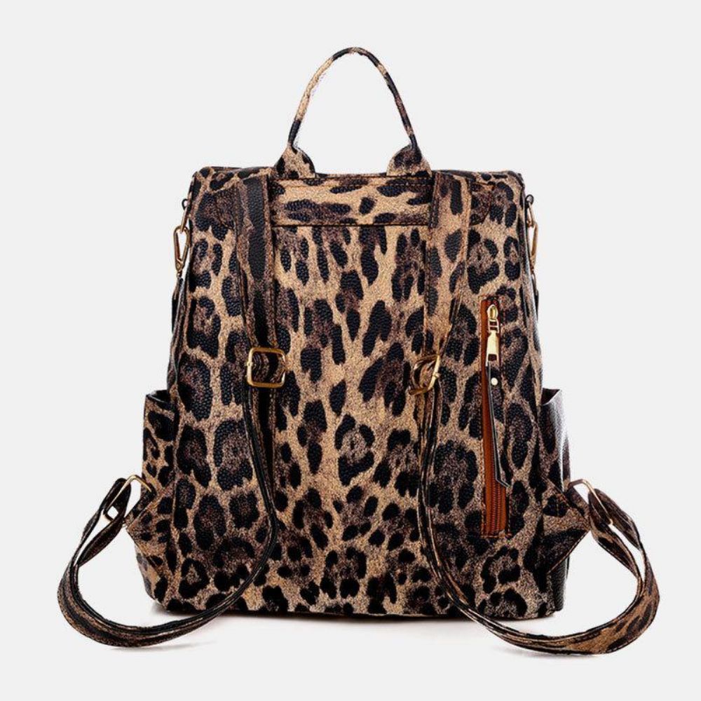 Frauen-Kunstleder-Leopard Und Blumen-Muster-Mode-Beiläufiger Rucksack