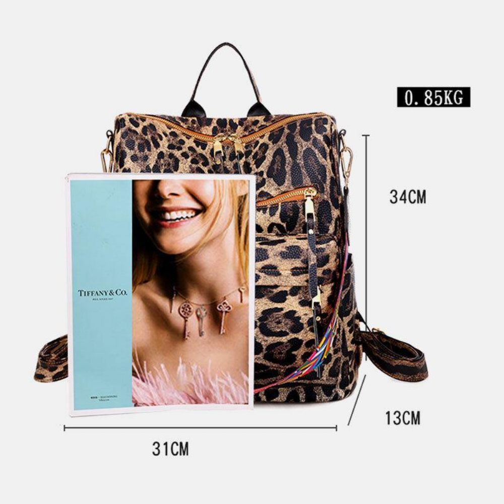 Frauen-Kunstleder-Leopard Und Blumen-Muster-Mode-Beiläufiger Rucksack