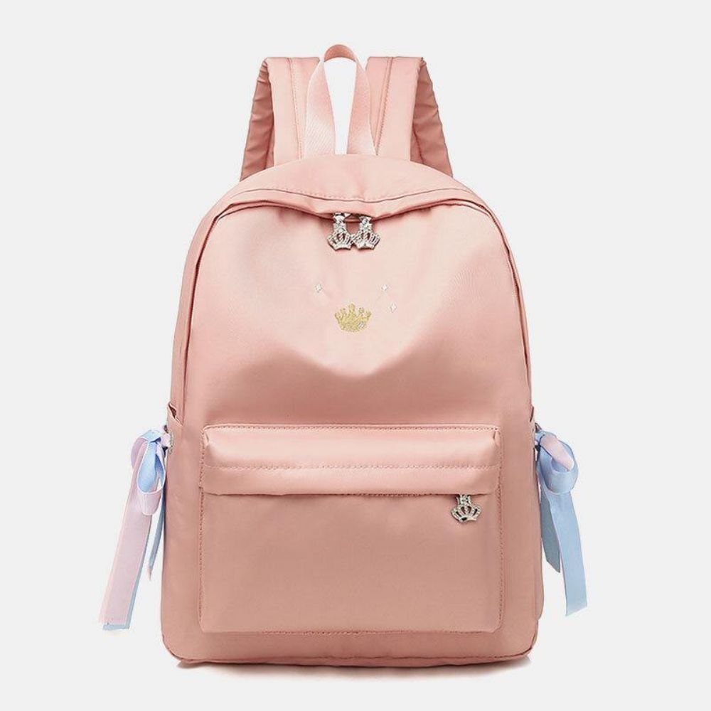 Frauen Oxford Farbverlauf Kopfhörer Loch Bowknot Casual Studeng Bag Rucksack