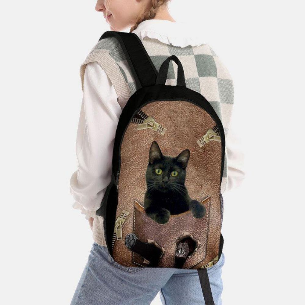 Frauen Oxford-Stoff-Katze Die Große Kapazitäts-Schultaschen-Rucksack Druckt