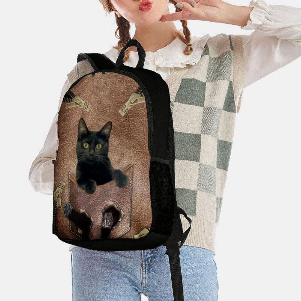 Frauen Oxford-Stoff-Katze Die Große Kapazitäts-Schultaschen-Rucksack Druckt