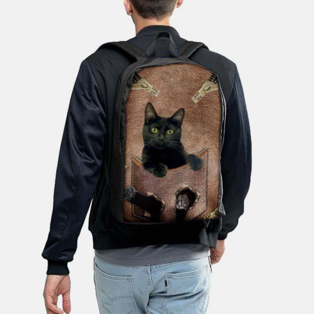 Frauen Oxford-Stoff-Katze Die Große Kapazitäts-Schultaschen-Rucksack Druckt