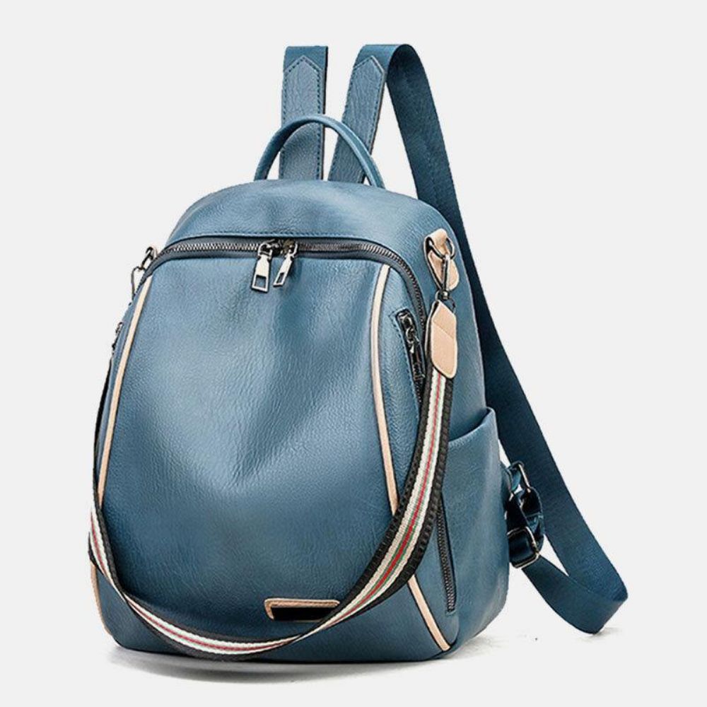 Frauen Pu-Leder Multi-Carry Lässige Outdoor-Schultasche Rucksack Umhängetasche