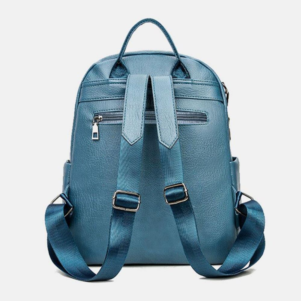 Frauen Pu-Leder Multi-Carry Lässige Outdoor-Schultasche Rucksack Umhängetasche