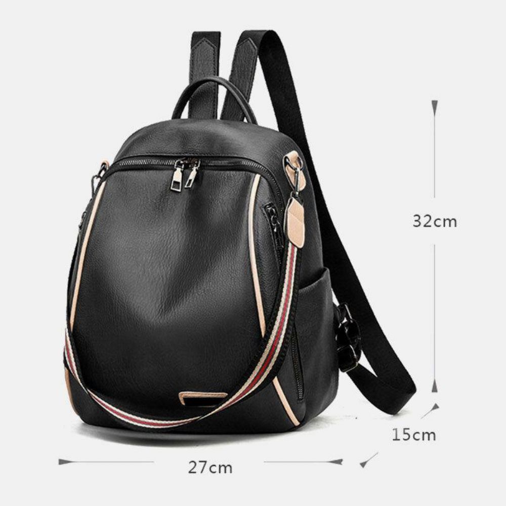 Frauen Pu-Leder Multi-Carry Lässige Outdoor-Schultasche Rucksack Umhängetasche