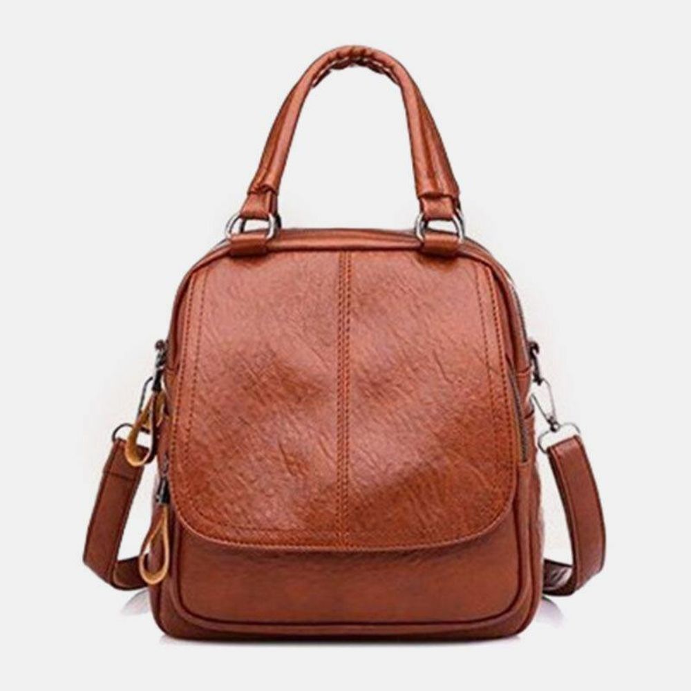 Frauen Pu-Leder Multi-Carry Vintage Wasserdichte Umhängetasche Umhängetasche Rucksack