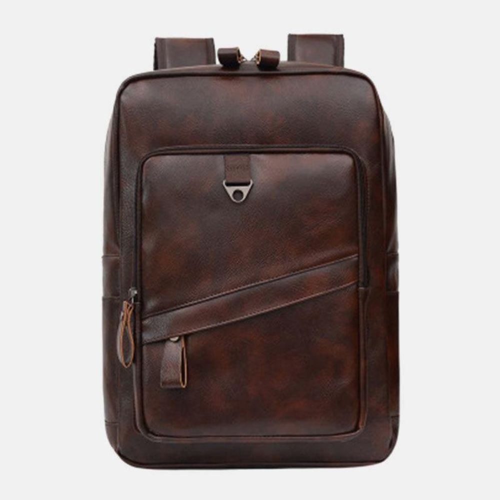 Herren Kunstleder Große Kapazität Business Casual 14 Zoll Laptoptasche Rucksack