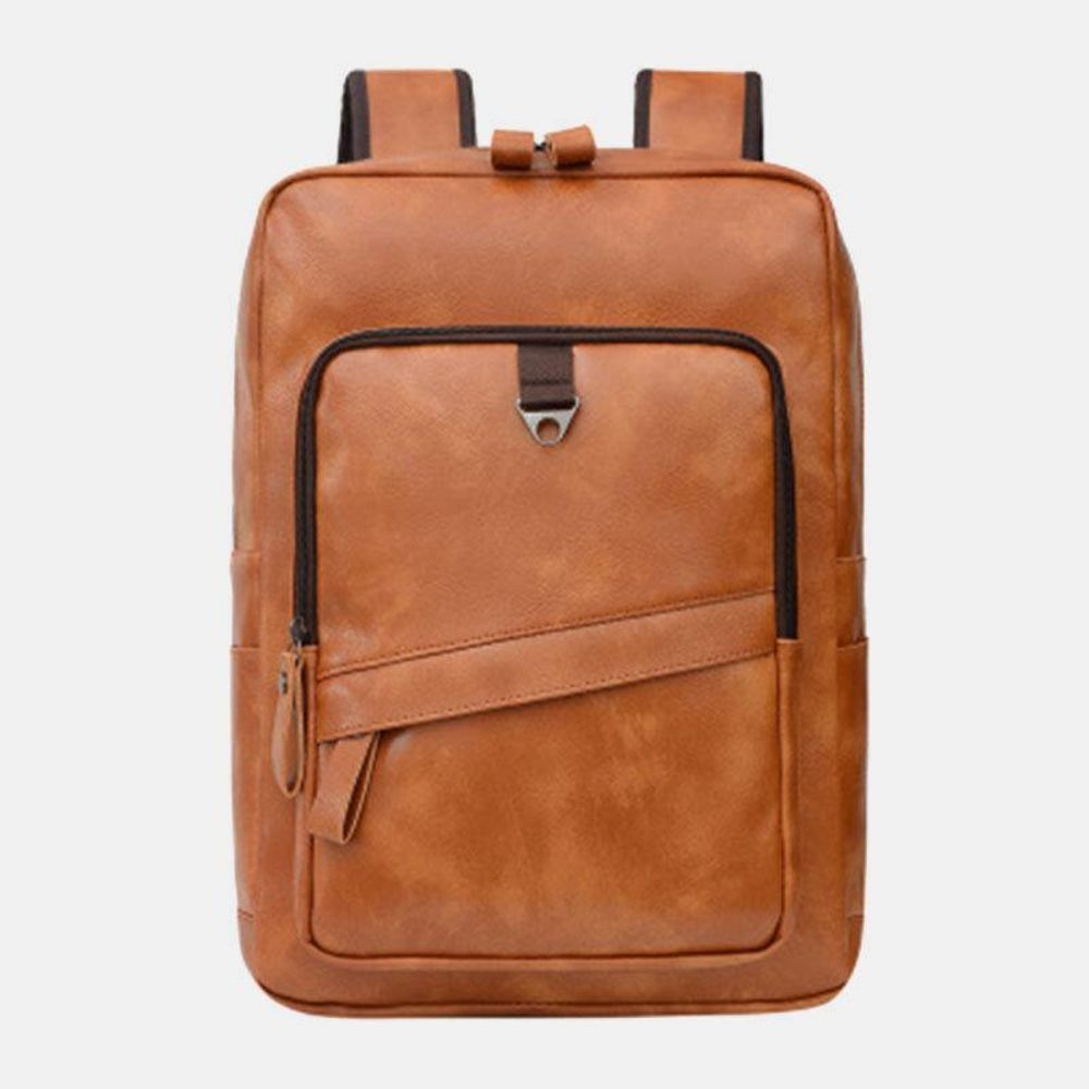 Herren Kunstleder Große Kapazität Business Casual 14 Zoll Laptoptasche Rucksack