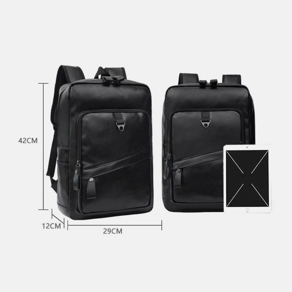 Herren Kunstleder Große Kapazität Business Casual 14 Zoll Laptoptasche Rucksack