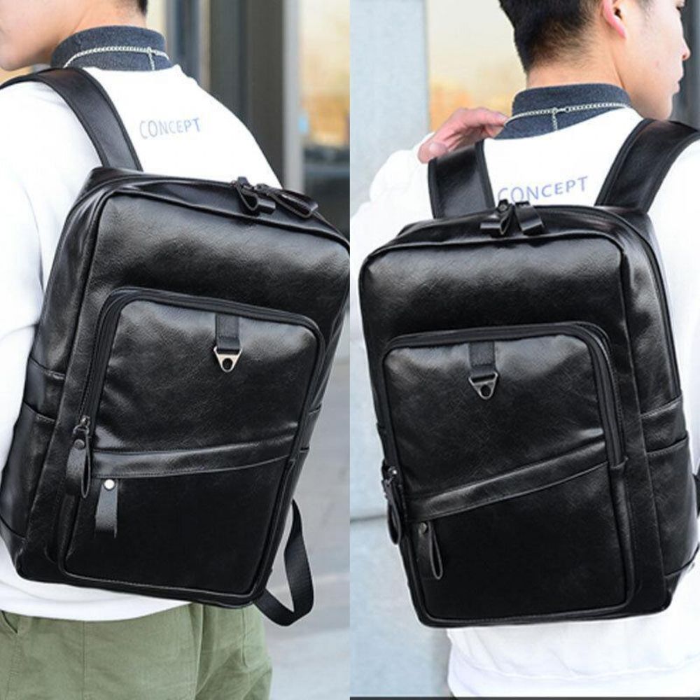 Herren Kunstleder Große Kapazität Business Casual 14 Zoll Laptoptasche Rucksack