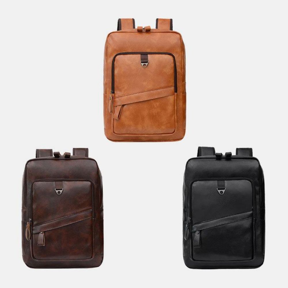 Herren Kunstleder Große Kapazität Business Casual 14 Zoll Laptoptasche Rucksack