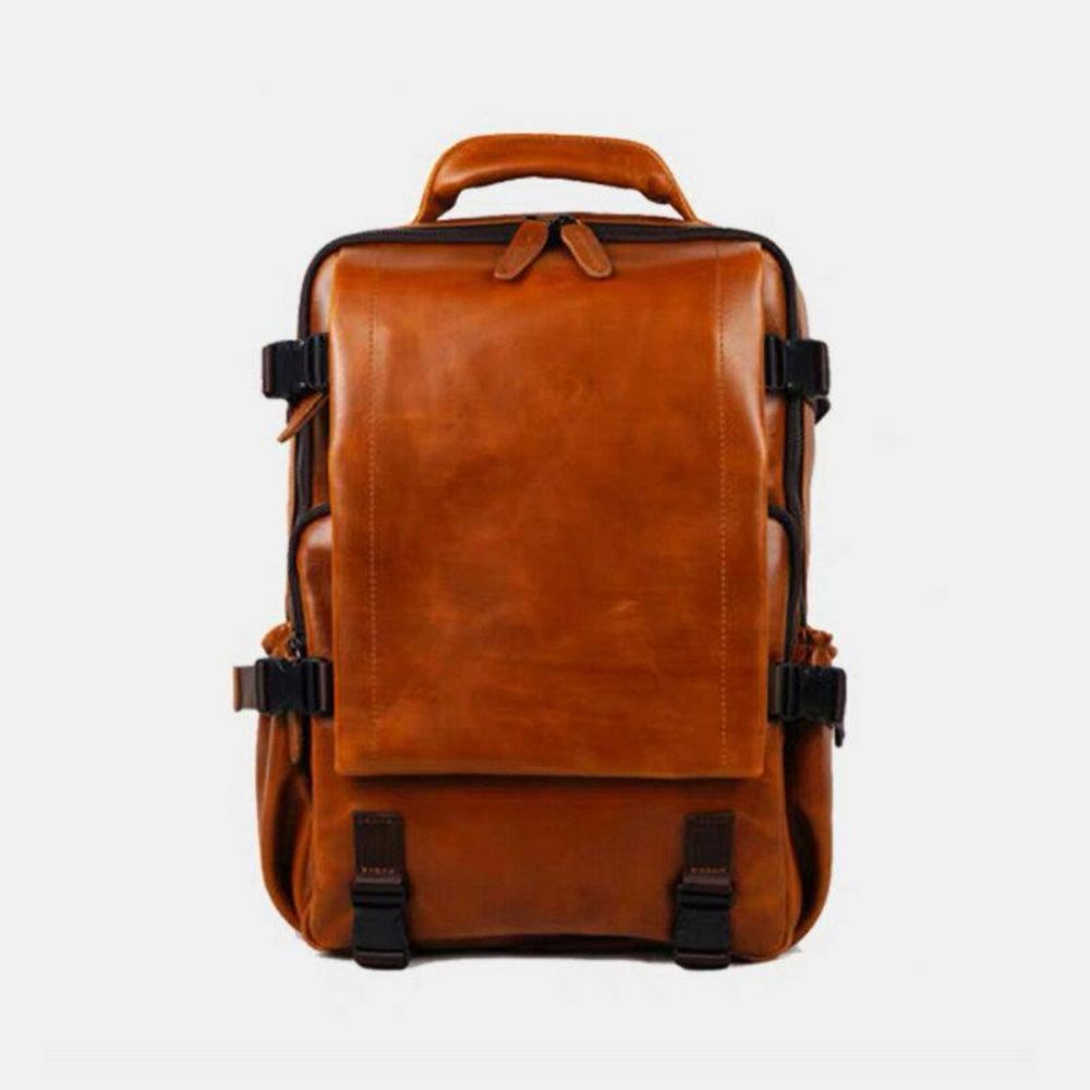 Herren Kunstleder Große Kapazität Casual Business Retro Mode 13.3 Zoll Laptoptasche Rucksack