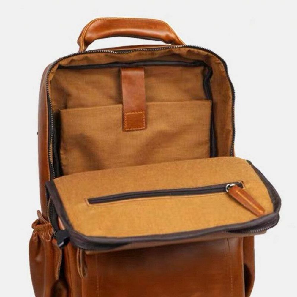 Herren Kunstleder Große Kapazität Casual Business Retro Mode 13.3 Zoll Laptoptasche Rucksack