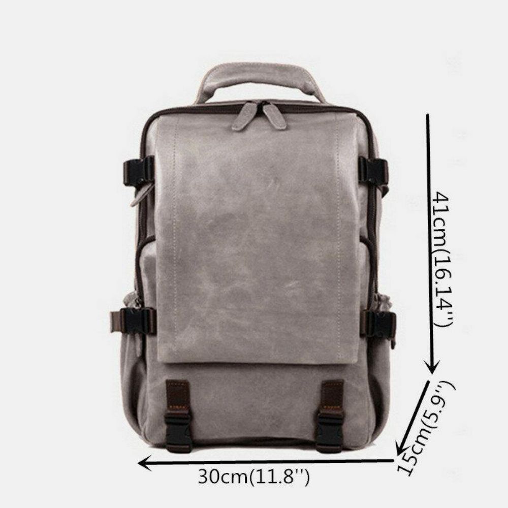 Herren Kunstleder Große Kapazität Casual Business Retro Mode 13.3 Zoll Laptoptasche Rucksack